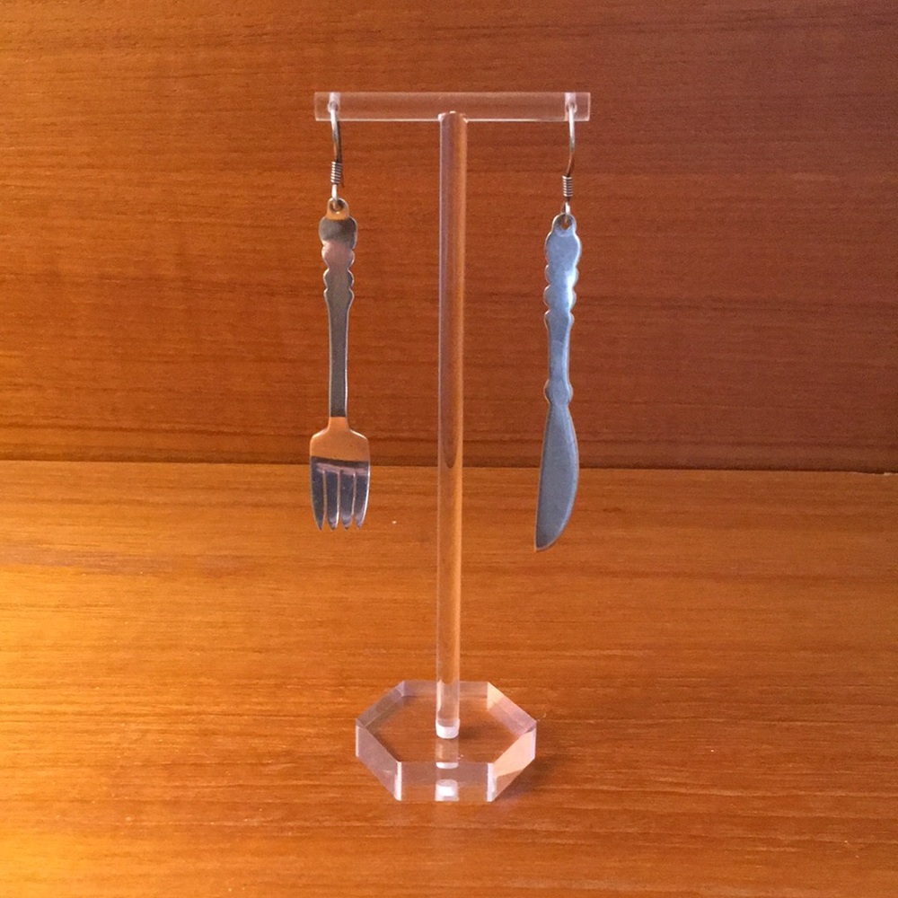 VINTAGE TAXCO/MEXICO SILVER FORK AND KNIFE EARRINGS